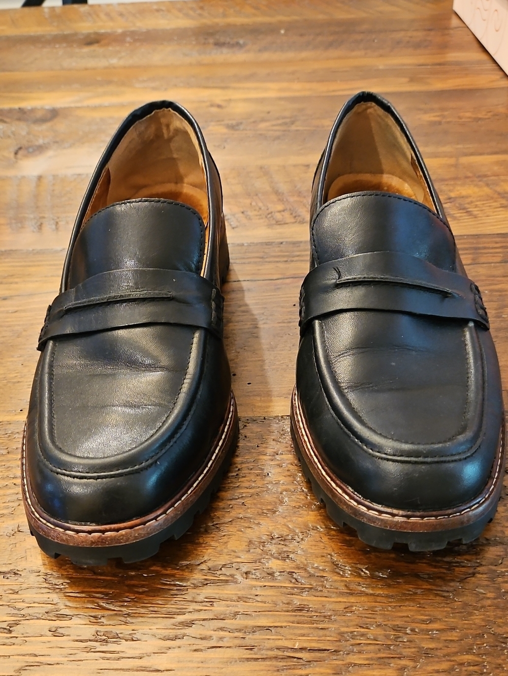 Classic Madewell Corinne Lug Sole  Black Leather Loafers